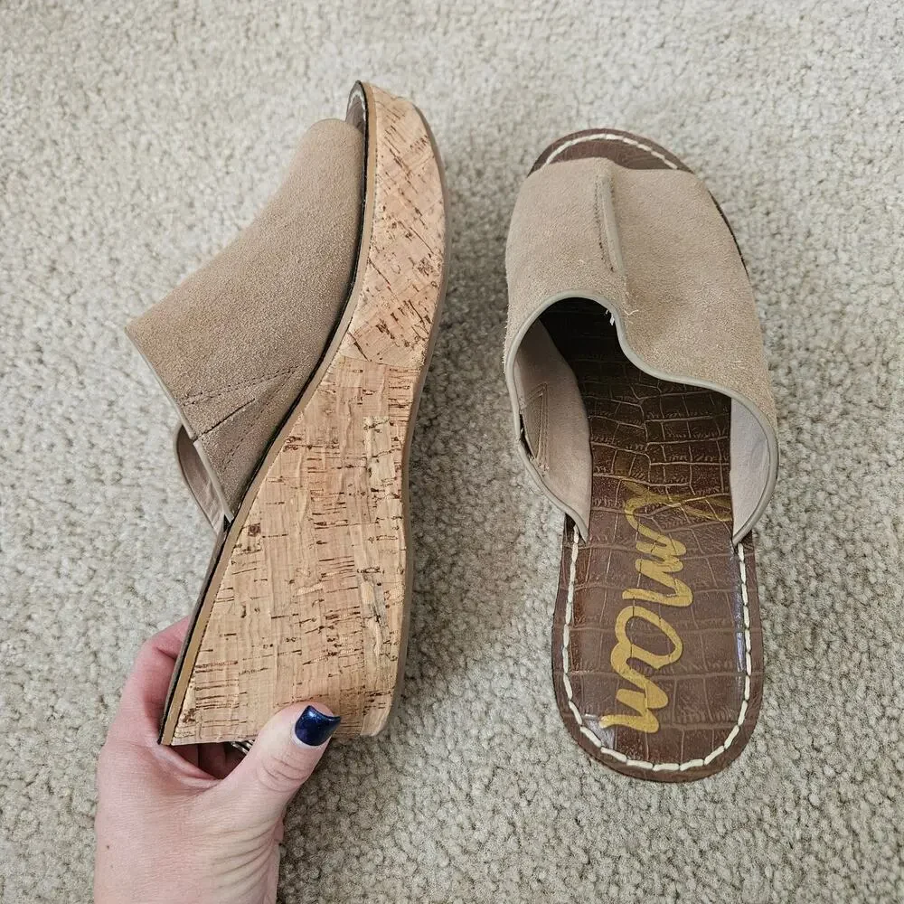 Sam Edelman Women's Ranger Cork Wedge Heel Slides 8.5